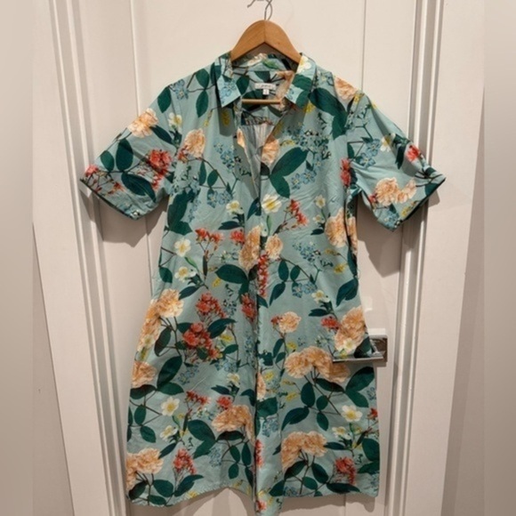 POETRY flower PRINTED DRESS EcoVero™ viscose & linen size 16 coquette boho - Picture 1 of 9